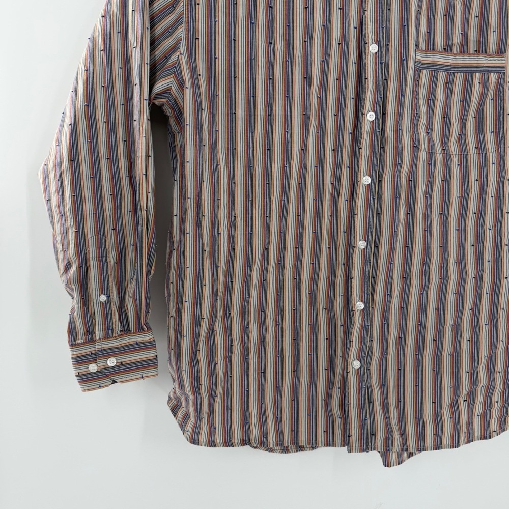 Road Mens XL‎ Button Down Shirt Multi Color Vertical Stripe Cotton Long SL - Picture 4 of 7